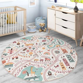 Tappeto da gioco per bambini lavabile ø120 cm Furry World – Mila Home