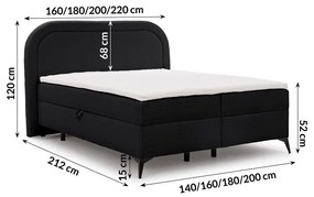 Letto boxspring nero con contenitore 200x200 cm Ornes – Ropez