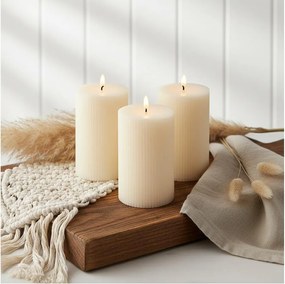 Set di 3 candele LED BRILLO LED/3xAAA 12,5 cm colore crema + telecomando