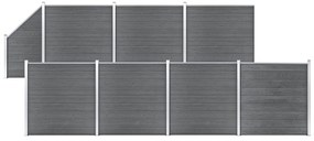 Pannelli Recinzione Wpc 7 Quadrati 1 Inclinato 1311x186cm Grigi /