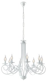 Lampadario Provenzale Candelabro Alma 8 Luci Ferro Battuto Bianco Shabby