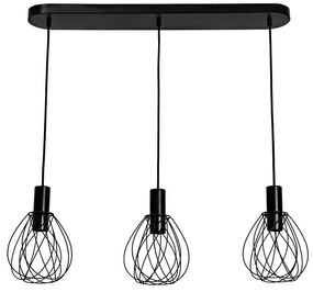 Lampadario Design Merone nero paralume nero 3x E27 Ø84cm INSPIRE