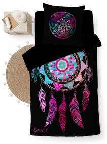 Set copripiumino e federa nero in cotone per letto singolo 140x200 cm Porte Bonheur – douceur d'intérieur