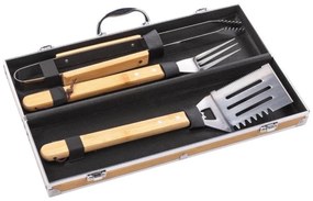 Fieldmann - Utensili per grigliare in acciaio inox con custodia 3 pz