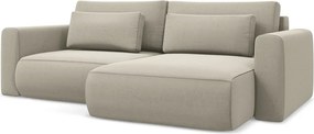 Divano angolare beige allungabile/con contenitore (con penisola a destra/con chaise lounge) con rivestimento in velluto Kapua – Makamii