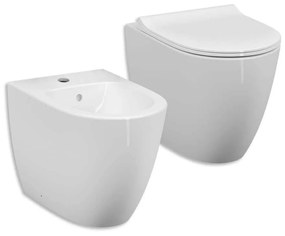 Sanitari Vitra filo parete di colore bianco lucido e scarico rimless