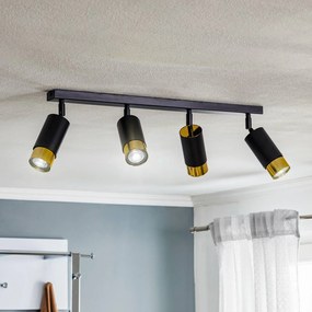EMIBIG LIGHTING Faretto da soffitto Kumo nero/oro a 4 luci