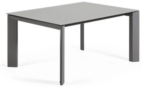 Kave Home - Tavolo allungabile Axis in vetro grigio e gambe in acciaio finitura grigio scuro 160 (220)
