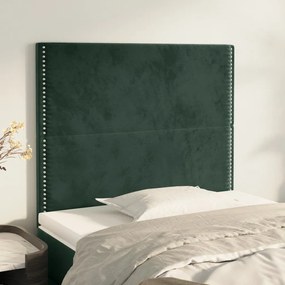 Testiera 2 Pz Verde Scuro 90x5x78/88 Cm İn Velluto /