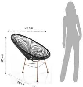Poltrona da giardino nera in rattan artificiale Numana - Tomasucci