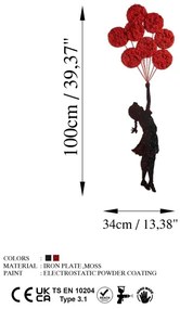 Decorazione da muro 100x34 cm bambina metallo/muschio