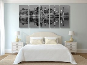Quadri 5 pezzi – Città di Manhattan in bianco e nero