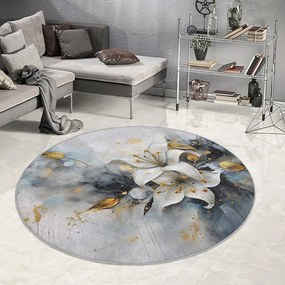 Tappeto rotondo blu/grigio lavabile ø 120 cm Golden Lilly – Mila Home