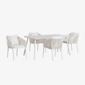 Set tavolo rettangolare (160x90 cm) e 4 sedie da pranzo Arhiza - Sklum
