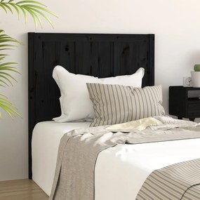 Testiera Per Letto Nera 95,5x4x100 Cm İn Legno Massello Di Pino /