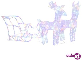vidaXL Decorazione Natalizia Renne e Slitta 160 LED 130 cm in Acrilico
