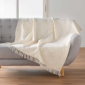 Coperta color crema in misto cotone 125x150 cm Ziggy – douceur d'intérieur