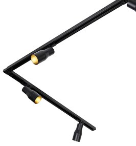 Sistema di illuminazione a binario moderno con 5 faretti neri monofase - Iconic Kohua