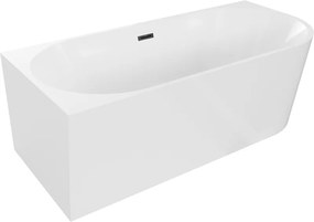 Mexen Mia Vasca da bagno angolare freestanding sinistra 150 x 75 cm, bianca, troppo pieno nero - 52691507500L-70