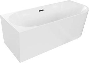 Mexen Mia Vasca da bagno angolare freestanding sinistra 150 x 75 cm, bianca, troppo pieno nero - 52691507500L-70