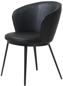 Sedia da pranzo in similpelle nera Leath Gain - Unique Furniture