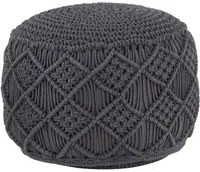 Pouf Lavorato a Mano Macram Antracite 45x30 cm in Cotone 324004