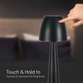 Lampada LED Tavolo 3W CCT Touch Ricaricabile USB-C Nera V-TAC
