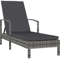 Lettino Prendisole con Braccioli in Polyrattan Grigio 48126