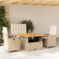 Set da Pranzo da Giardino 4 pz con Cuscini Beige in Polyrattan 3277356