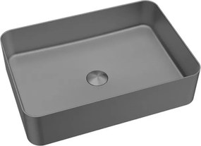Lavabo appoggio rettangolare in acciaio finitura gun metal| KAM-L50GM - KAMALU