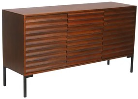 Credenza in legno scuro massello di mango e metallo nero 3 ante L140 cm ONDA