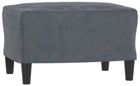 Divano a 3 posti con poggiapiedi grigio scuro 180 cm in velluto