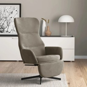 Poltrona Relax Con Poggiapiedi Grigio Chiaro İn Velluto /