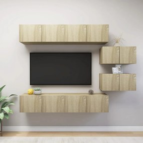 Set Di Mobili Porta Tv 6 Pz Rovere Sonoma İn Legno Multistrato /