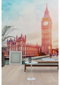 Fotomurale GRANDECOLIFE Bigben, azzurro, arancio 371X280 cm