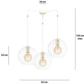 Lampadario Contemporaneo Omoikane Acciaio Bianco 3 Luci E27 Ip20