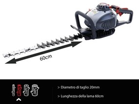Tagliasiepi a scoppio 2 tempi 24.5 cm³ in alluminio STERWINS 2 lame da60 cm con guaina protettiva