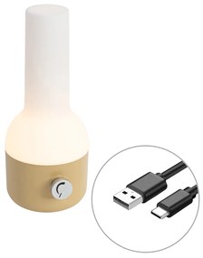 Lampada da tavolo da esterno dorata con bianco incl. LED ricaricabile IP44 - Haard