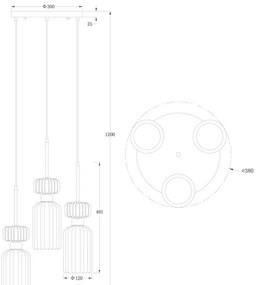 Lampadario a sospensione con filo MOLLY 3xE14/40W/230V diametro 38 cm colorato