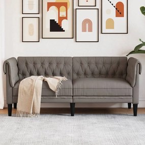 Divano Chesterfield A 2 Posti Tortora İn Tessuto /