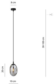 Sospensione Minimal 1 Luce Astral Acciaio Nero E Vetro Fumè