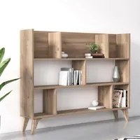 Libreria con otto vani aperti, cm 139,60 x 25 x 106, colore quercia