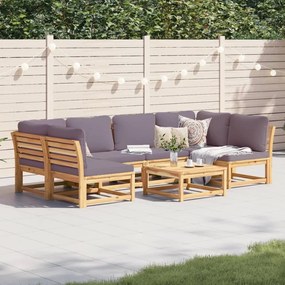 Set salotto da giardino 7 pz con cuscini legno massello acacia