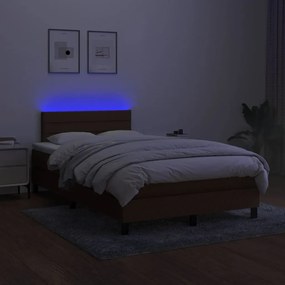 Letto a Molle Materasso e LED Marrone Scuro 120x200 cm Tessuto