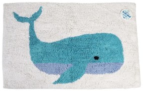 Tappetino da bagno bianco/blu 83x52,5 cm Whale - Rex London