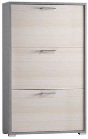 Scarpiera 3 ante doppia profondità L 67 x H 112 x P 28 cm 18 paia, grigio