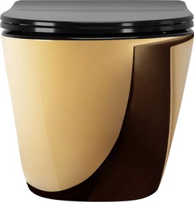Vaso WC sospeso Rea Carlo Mini Flat Gold/Black