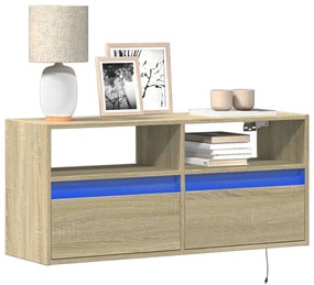 Mobile Tv A Parete Con Luci Led Rovere Sonoma 100x31x45 Cm /
