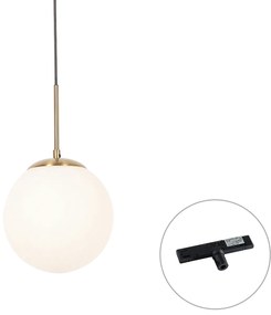 Lampada a sospensione Art Déco oro con vetro opale incl. adattatore per binario monofase nero - Slimline Flore