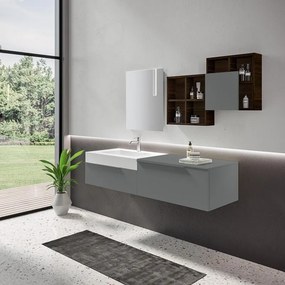 Mobile bagno sospeso con lavabo L 170 x H 36 x P 51 cm grigio basalto per vasca a sinistra Ginevra
